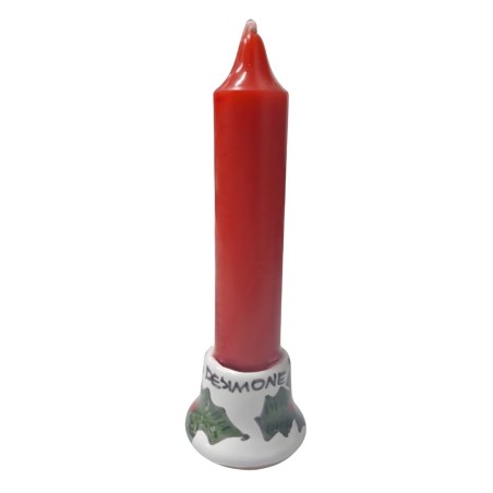 Porta candela lunga piccolo tondo agrifoglio Folk Ceramiche De Simone Porta candela lunga piccolo tondo agrifoglio Folk Ceramiche De Simone